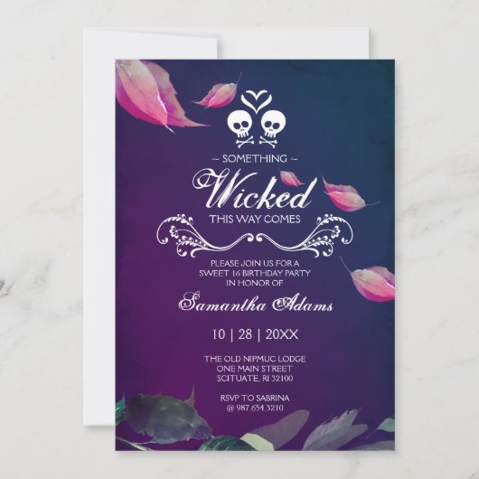 Invitations d'Halloween Sweet 16 Anniversaire fête (Devant)