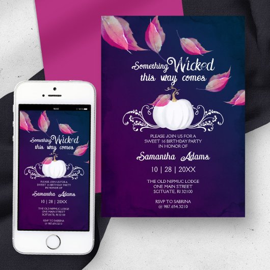 Invitations d'Halloween Sweet 16 Anniversaire fête