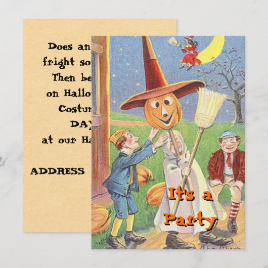 Invitations d'Halloween vintages (Devant / Derrière)