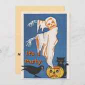 Invitations d'Halloween vintages (Devant / Derrière)