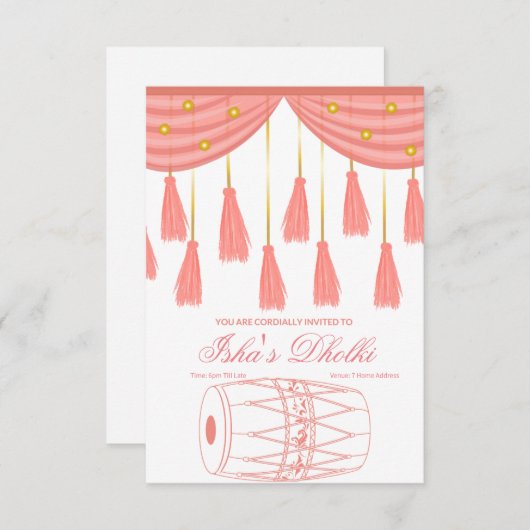 Invitations Dholki (Devant / Derrière)
