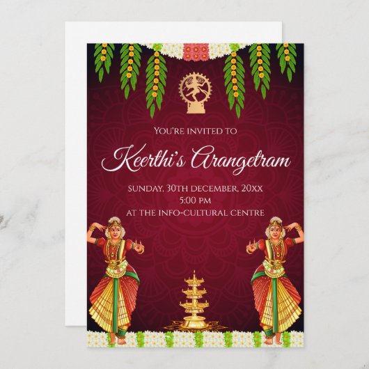 Invitations Digital Arangetram & Bharatnatyam (Devant / Derrière)