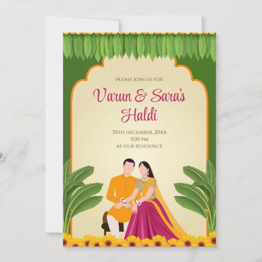 Invitations Digital Haldi & Cartes d'invitation Di (Devant)
