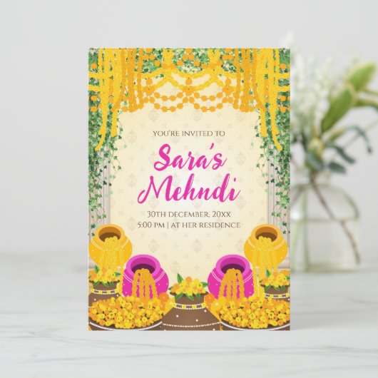 Invitations Digital Mehndi comme invitations Dholk (Debout devant)