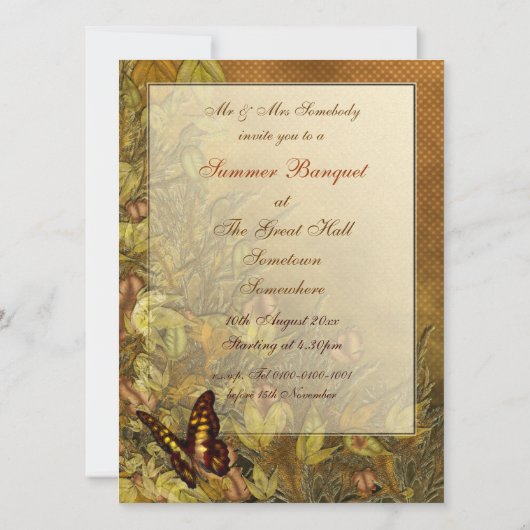 Invitations d'illustrations de papillons de style  (Dos)