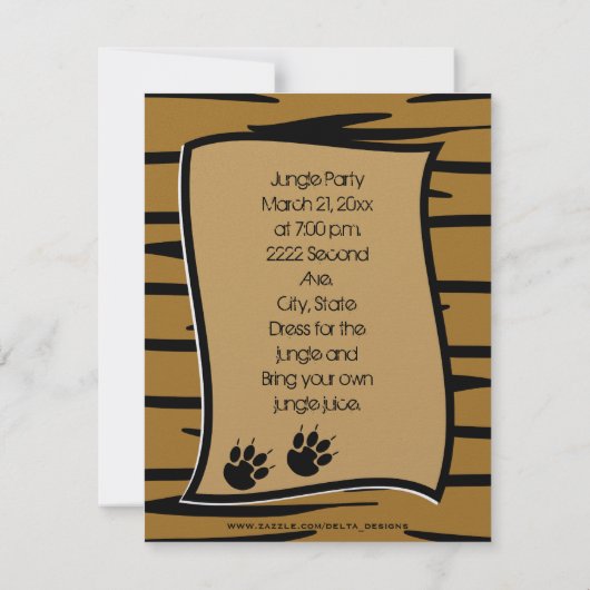 Invitations d'impression de tigre (Dos)