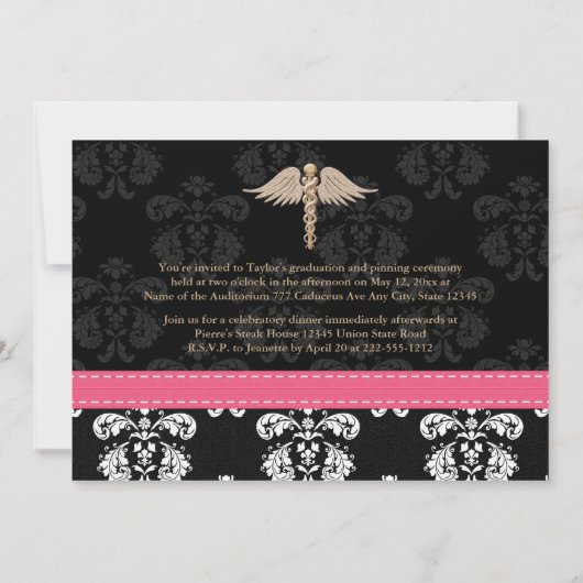 Invitations d'infirmières de Fuchsia (Dos)