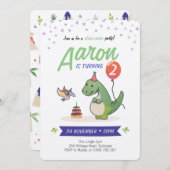 Invitations Dinosaur, invitations d'anniversaire g (Devant / Derrière)