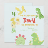 Invitations Dinosour anniversaire (Devant / Derrière)