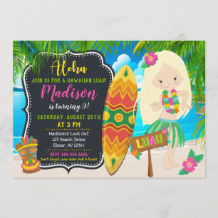 Invitations d'invitation d'anniversaire de Luau