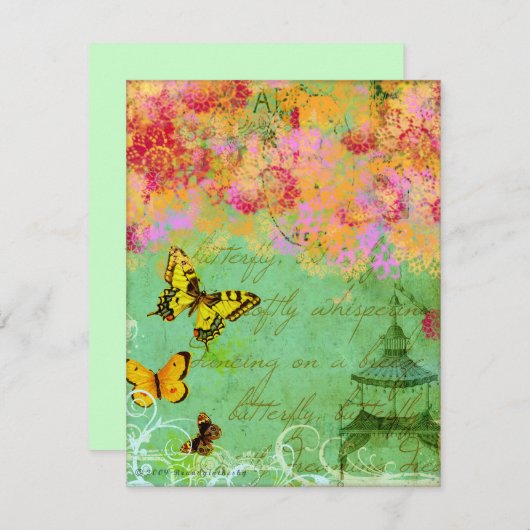 Invitations d'objets d'art de collection Papillon  (Devant / Derrière)