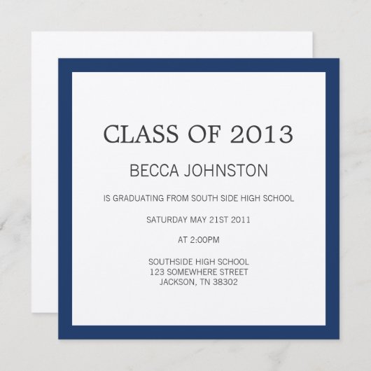 Invitations d'obtention du diplôme de conception (Devant / Derrière)