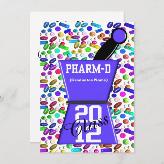 Invitations d'obtention du diplôme de Pharm-D (Devant / Derrière)