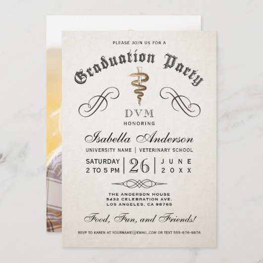 Invitations d'obtention du diplôme d'école (Devant / Derrière)