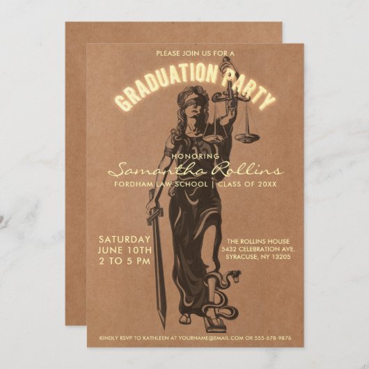 Invitations d'obtention du diplôme d'école de (Devant / Derrière)