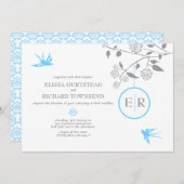 Invitations d'oiseaux Aqua Marigold (Devant / Derrière)