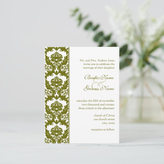 Invitations d'Olive Mariage damassé (Debout devant)