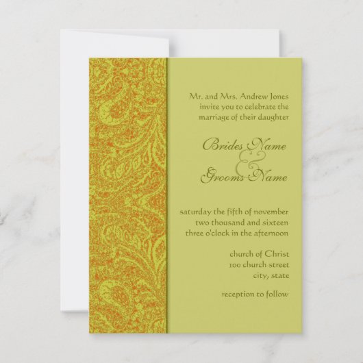 Invitations d'Olive Mariage damassé encore plus fo (Devant)