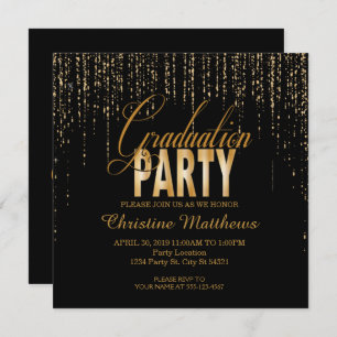 Invitations d'or de fête de remise des diplômes