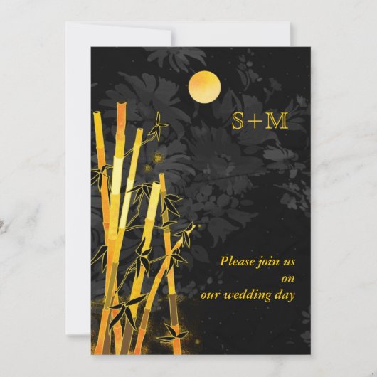 Invitations d'or de mariage de monogramme de (Devant)