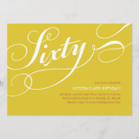 Invitations d'or jaune Élégant 60e anniversaire