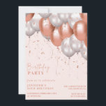 Invitations d'or rose 34e anniversaire Balloon Gla<br><div class="desc">Rose or 34e anniversaire invitations Balloon Glam parties scintillant étincelante</div>