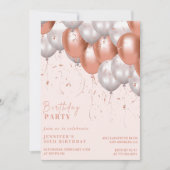Invitations d'or rose 36e anniversaire Balloon Gla (Devant)