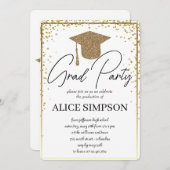 Invitations d'or simple à la fête de graduation (Devant / Derrière)