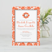 Invitations d'Orange Monogramme Mariage damassé (Debout devant)