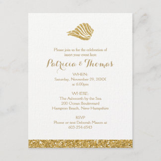 Invitations dorées | Coquille maritime