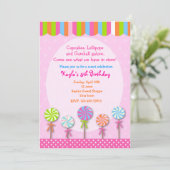 Invitations douces d'anniversaire de Candyland de (Debout devant)