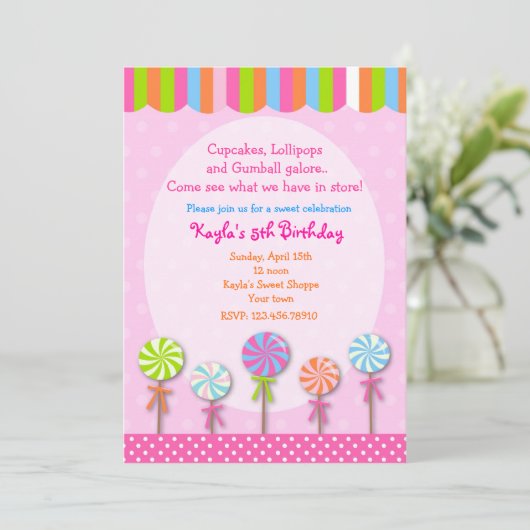 Invitations douces d'anniversaire de Candyland de (Debout devant)