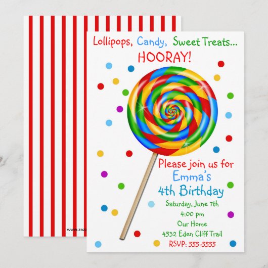 Invitations douces d'anniversaire de lucette de (Devant / Derrière)