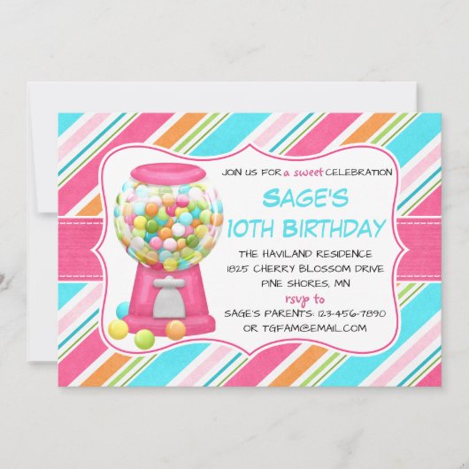 Invitations douces d'anniversaire de magasin de (Devant)