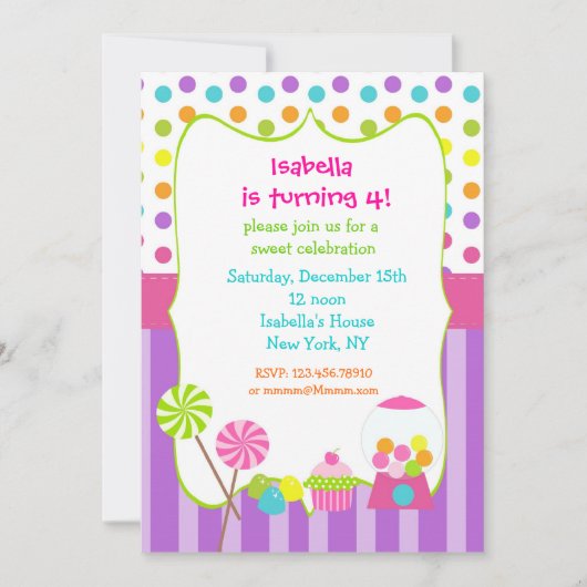 Invitations douces d'anniversaire de magasin de (Devant)