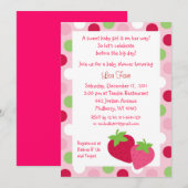 Invitations douces de baby shower de fraise de (Devant / Derrière)