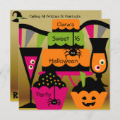 Invitations douces de partie de Halloween (Devant / Derrière)