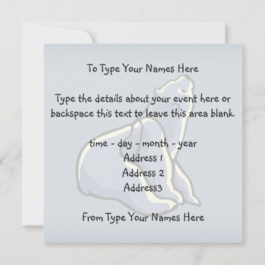 Invitations d'ours Cartes d'art d'ours polaires pe (Dos)