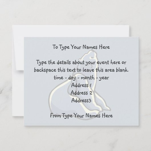 Invitations d'ours Cartes d'art d'ours polaires pe (Dos)