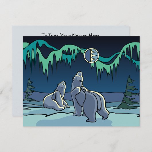 Invitations d'ours Cartes d'art d'ours polaires pe (Devant / Derrière)