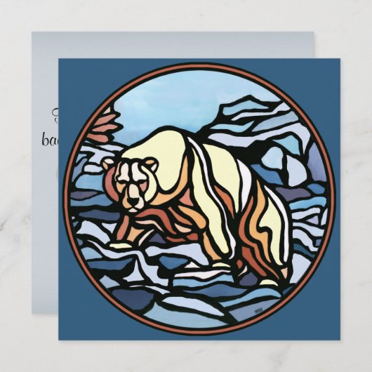 Invitations d'ours Cartes d'art d'ours polaires pe (Devant / Derrière)