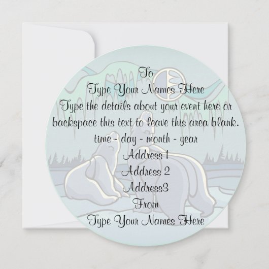 Invitations d'ours Cartes d'art d'ours polaires pe (Dos)