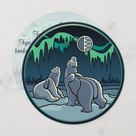 Invitations d'ours Cartes d'art d'ours polaires pe (Devant / Derrière)