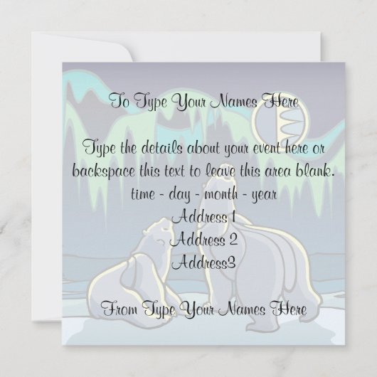 Invitations d'ours Cartes d'art d'ours polaires pe (Dos)