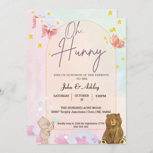 Invitations d'ours mignonnes (Devant / Derrière)