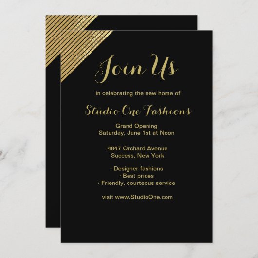 Invitations d'ouverture Gold Accent (Devant / Derrière)