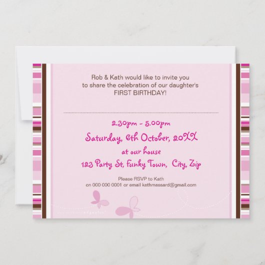 INVITATIONS DOUX D'ANNIVERSAIRE DE PHOTO : : grâce (Dos)