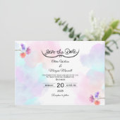 Invitations Dreamy Rose & Blue Wedding (Debout devant)