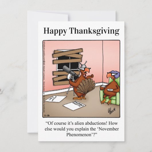 Invitations drôle d'Humour de Thanksgiving (Devant)
