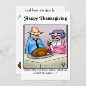 Invitations drôle d'Humour de Thanksgiving (Devant / Derrière)